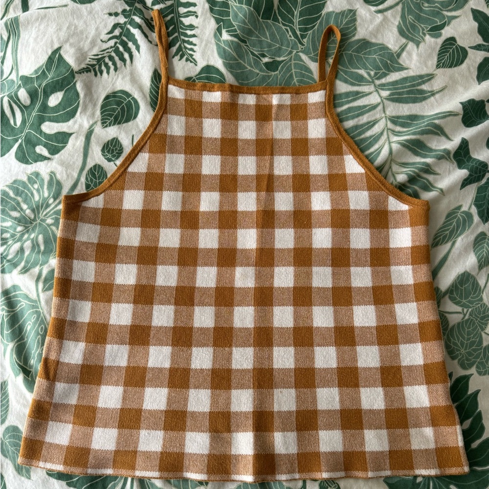 XL Madewell Gingham Apron Sweater Tank